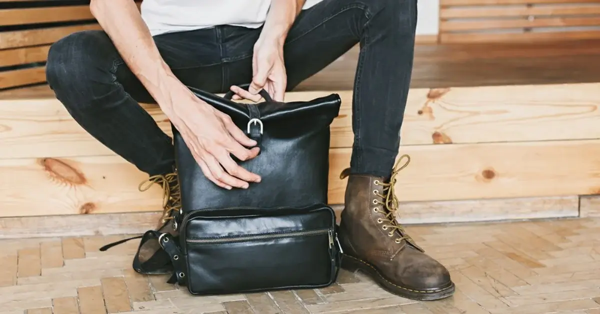 leather laptop backpack